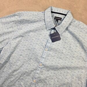 Jack Maverick Mens XXL Blue Bird Print Short Sleeve Button Down Shirt 1237-R-SS